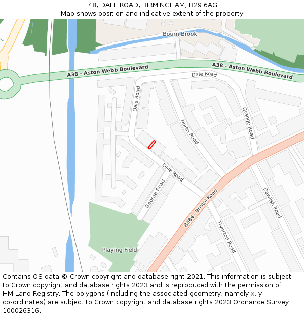 48, DALE ROAD, BIRMINGHAM, B29 6AG: Location map and indicative extent of plot