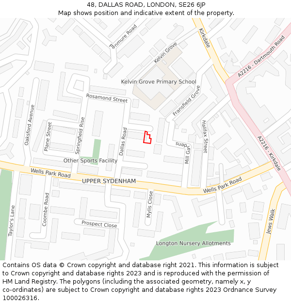 48, DALLAS ROAD, LONDON, SE26 6JP: Location map and indicative extent of plot