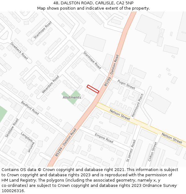 48, DALSTON ROAD, CARLISLE, CA2 5NP: Location map and indicative extent of plot