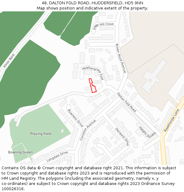 48, DALTON FOLD ROAD, HUDDERSFIELD, HD5 9NN: Location map and indicative extent of plot