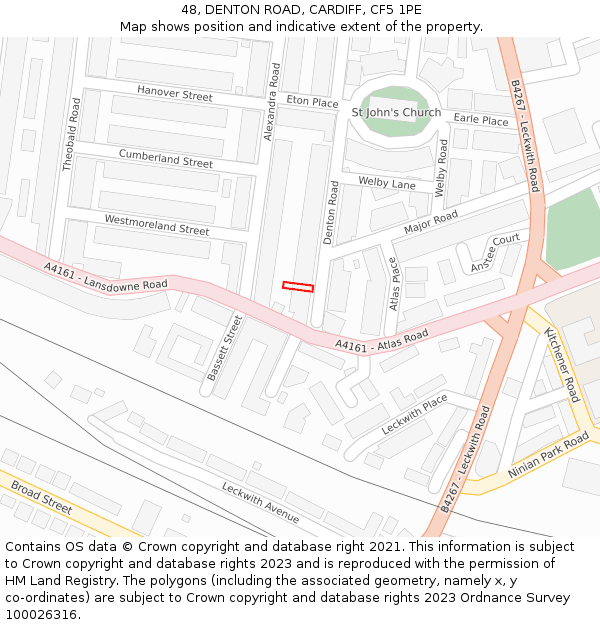 48, DENTON ROAD, CARDIFF, CF5 1PE: Location map and indicative extent of plot