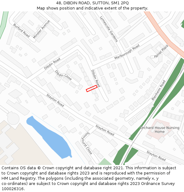 48, DIBDIN ROAD, SUTTON, SM1 2PQ: Location map and indicative extent of plot
