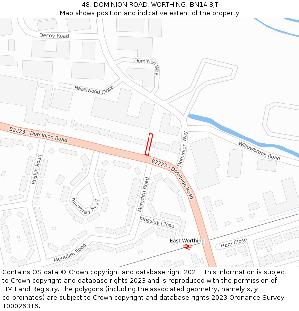 48, DOMINION ROAD, WORTHING, BN14 8JT: Location map and indicative extent of plot