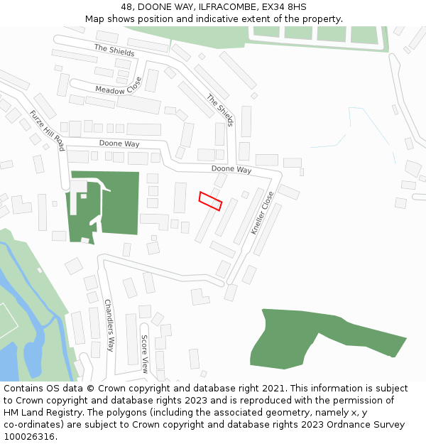 48, DOONE WAY, ILFRACOMBE, EX34 8HS: Location map and indicative extent of plot