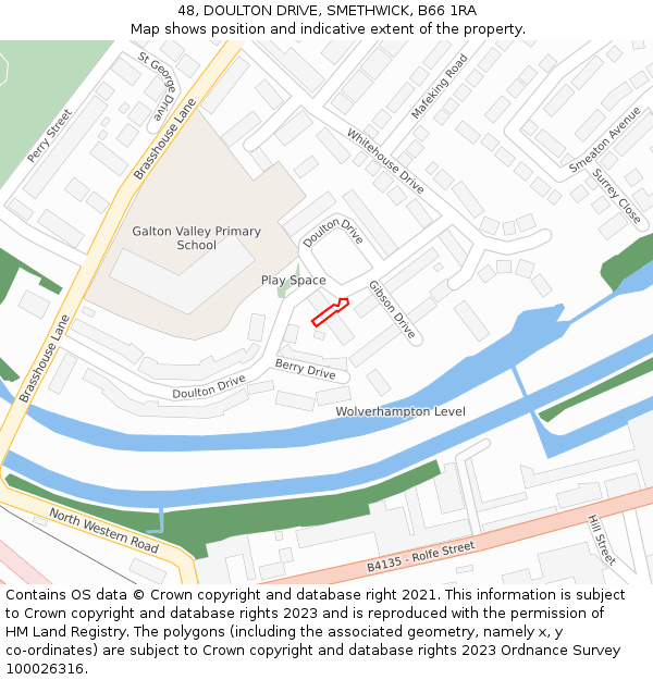 48, DOULTON DRIVE, SMETHWICK, B66 1RA: Location map and indicative extent of plot