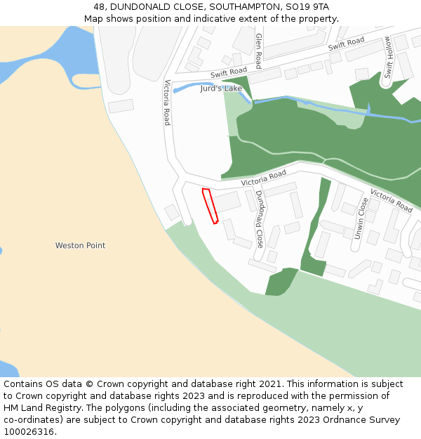 48, DUNDONALD CLOSE, SOUTHAMPTON, SO19 9TA: Location map and indicative extent of plot