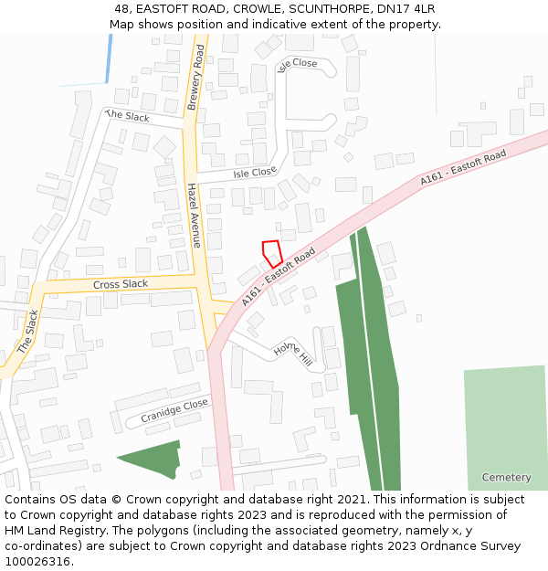 48, EASTOFT ROAD, CROWLE, SCUNTHORPE, DN17 4LR: Location map and indicative extent of plot