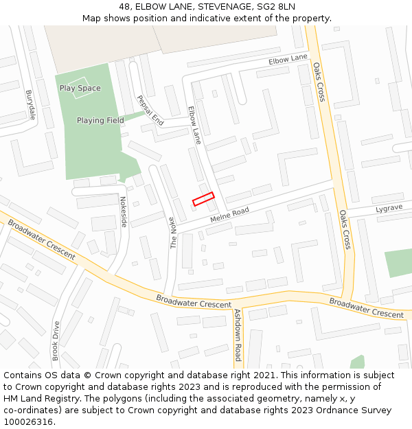 48, ELBOW LANE, STEVENAGE, SG2 8LN: Location map and indicative extent of plot