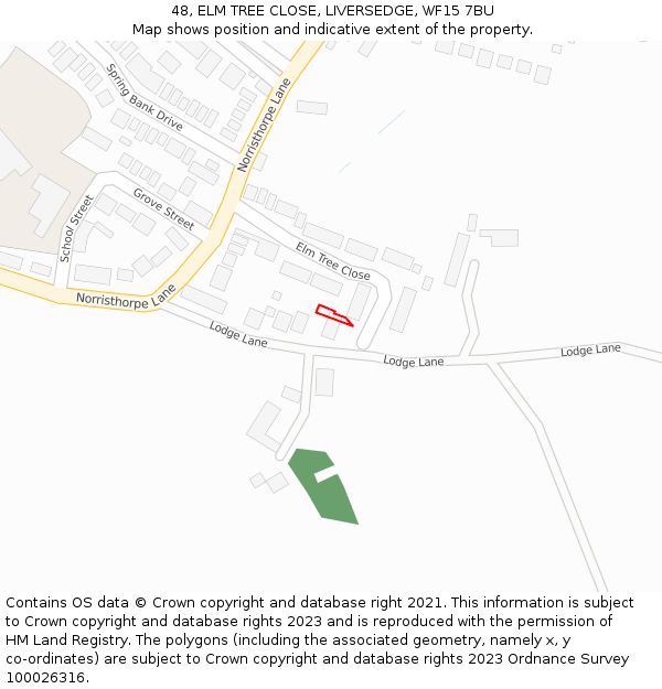 48, ELM TREE CLOSE, LIVERSEDGE, WF15 7BU: Location map and indicative extent of plot