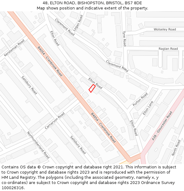 48, ELTON ROAD, BISHOPSTON, BRISTOL, BS7 8DE: Location map and indicative extent of plot