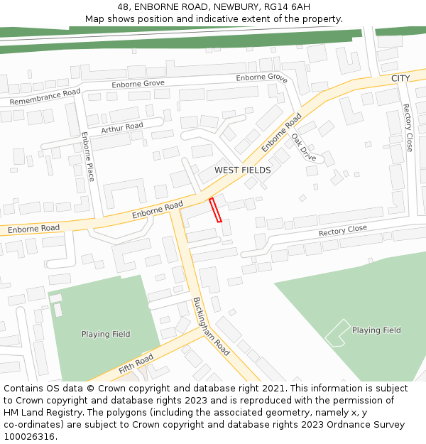 48, ENBORNE ROAD, NEWBURY, RG14 6AH: Location map and indicative extent of plot