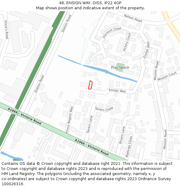48, ENSIGN WAY, DISS, IP22 4GP: Location map and indicative extent of plot