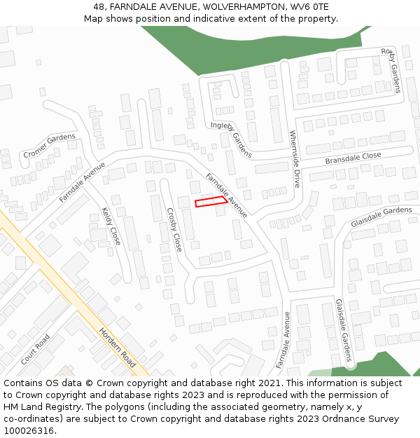 48, FARNDALE AVENUE, WOLVERHAMPTON, WV6 0TE: Location map and indicative extent of plot