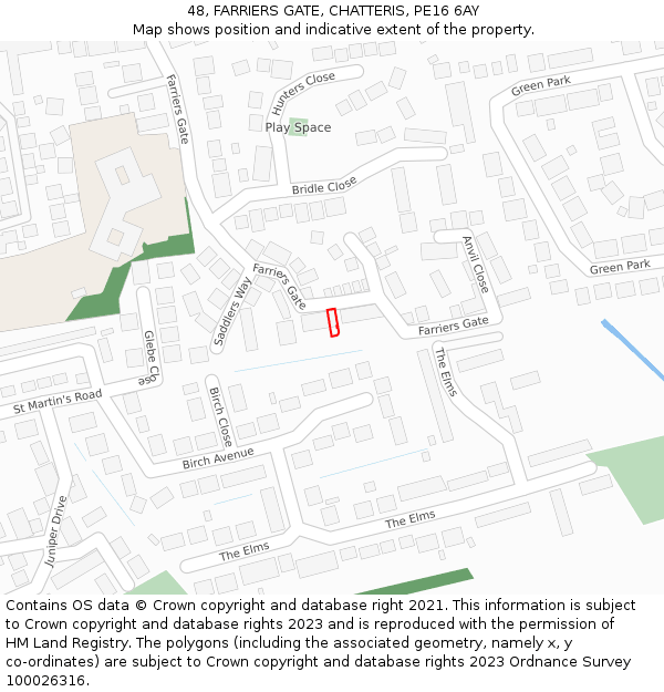 48, FARRIERS GATE, CHATTERIS, PE16 6AY: Location map and indicative extent of plot