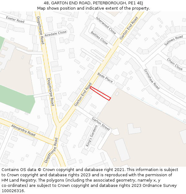 48, GARTON END ROAD, PETERBOROUGH, PE1 4EJ: Location map and indicative extent of plot