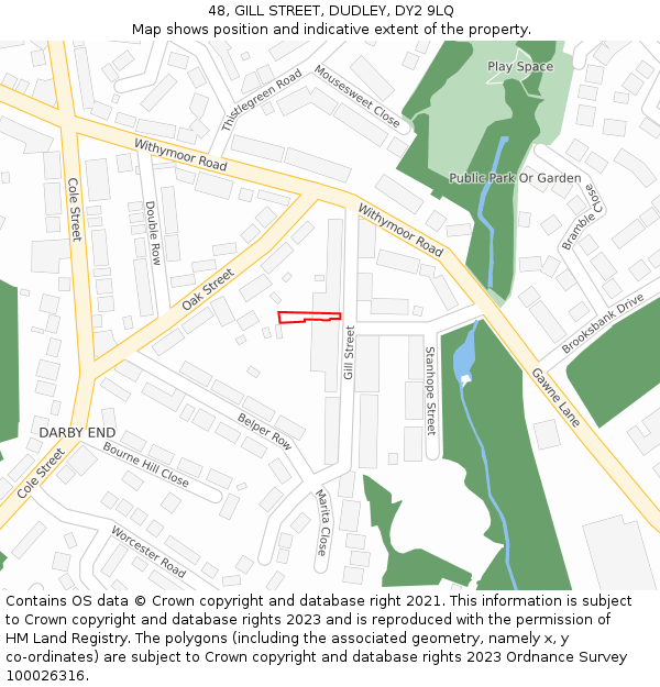 48, GILL STREET, DUDLEY, DY2 9LQ: Location map and indicative extent of plot