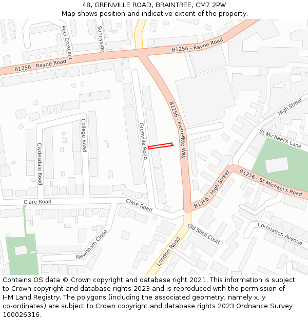 48, GRENVILLE ROAD, BRAINTREE, CM7 2PW: Location map and indicative extent of plot
