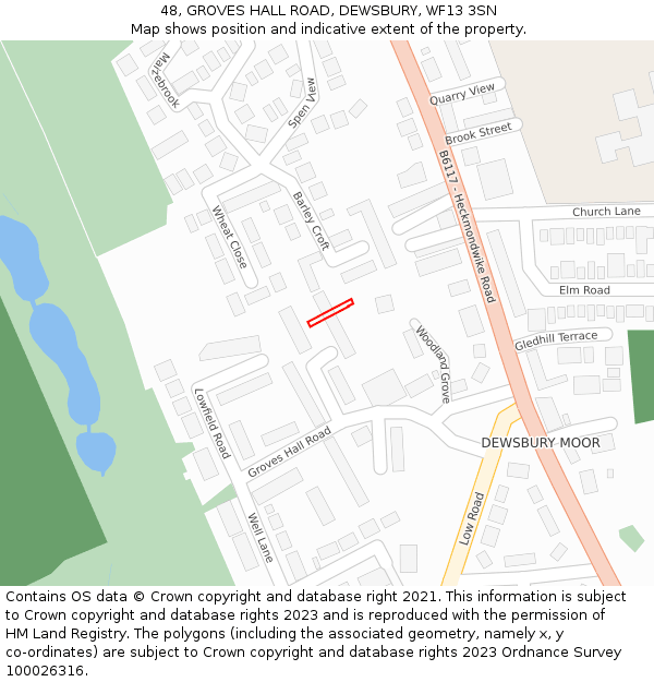48, GROVES HALL ROAD, DEWSBURY, WF13 3SN: Location map and indicative extent of plot