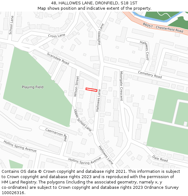 48, HALLOWES LANE, DRONFIELD, S18 1ST: Location map and indicative extent of plot