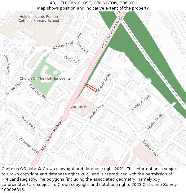 48, HELEGAN CLOSE, ORPINGTON, BR6 9XH: Location map and indicative extent of plot