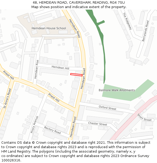 48, HEMDEAN ROAD, CAVERSHAM, READING, RG4 7SU: Location map and indicative extent of plot