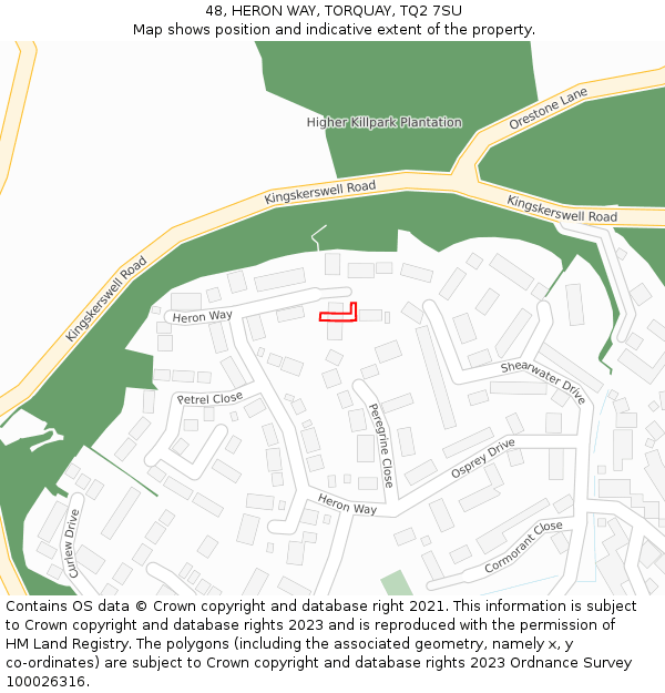 48, HERON WAY, TORQUAY, TQ2 7SU: Location map and indicative extent of plot
