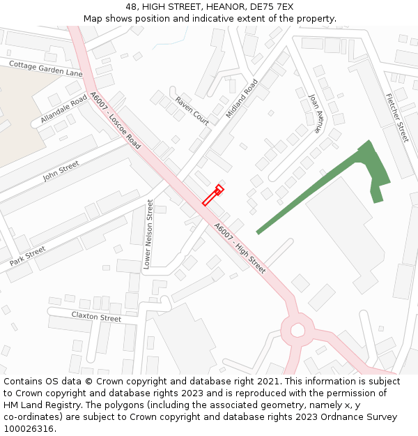 48, HIGH STREET, HEANOR, DE75 7EX: Location map and indicative extent of plot