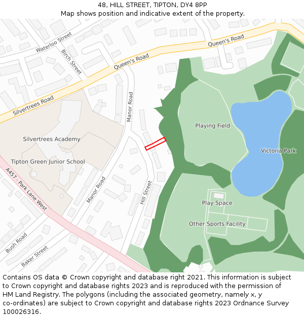 48, HILL STREET, TIPTON, DY4 8PP: Location map and indicative extent of plot