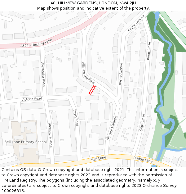 48, HILLVIEW GARDENS, LONDON, NW4 2JH: Location map and indicative extent of plot