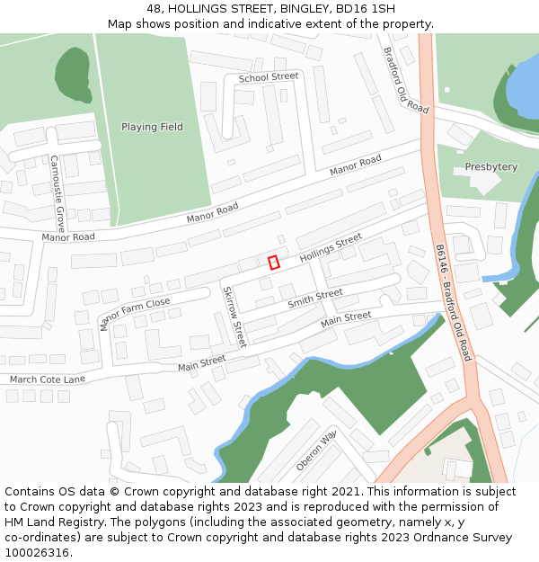 48, HOLLINGS STREET, BINGLEY, BD16 1SH: Location map and indicative extent of plot