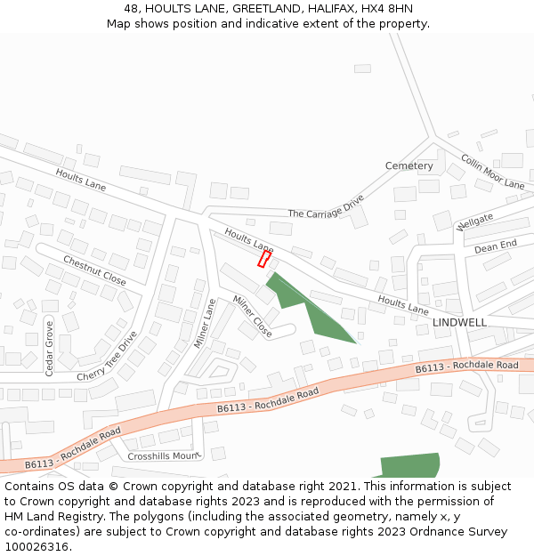 48, HOULTS LANE, GREETLAND, HALIFAX, HX4 8HN: Location map and indicative extent of plot