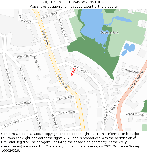 48, HUNT STREET, SWINDON, SN1 3HW: Location map and indicative extent of plot