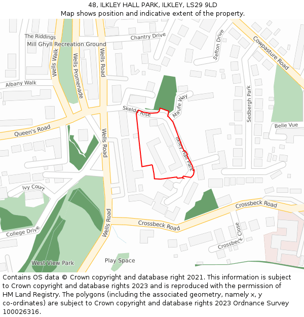 48, ILKLEY HALL PARK, ILKLEY, LS29 9LD: Location map and indicative extent of plot