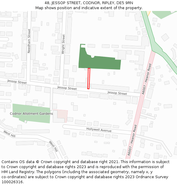 48, JESSOP STREET, CODNOR, RIPLEY, DE5 9RN: Location map and indicative extent of plot