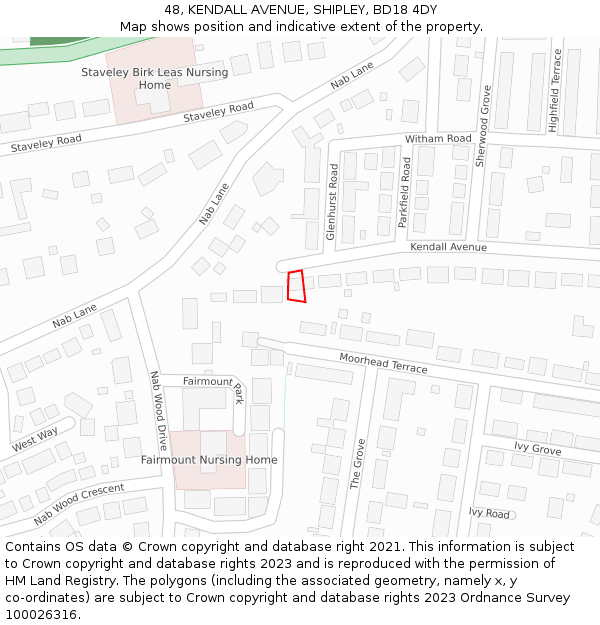 48, KENDALL AVENUE, SHIPLEY, BD18 4DY: Location map and indicative extent of plot