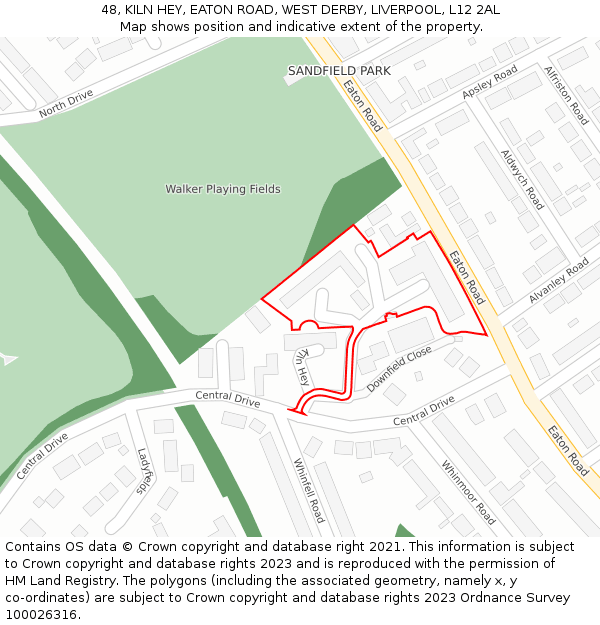 48, KILN HEY, EATON ROAD, WEST DERBY, LIVERPOOL, L12 2AL: Location map and indicative extent of plot