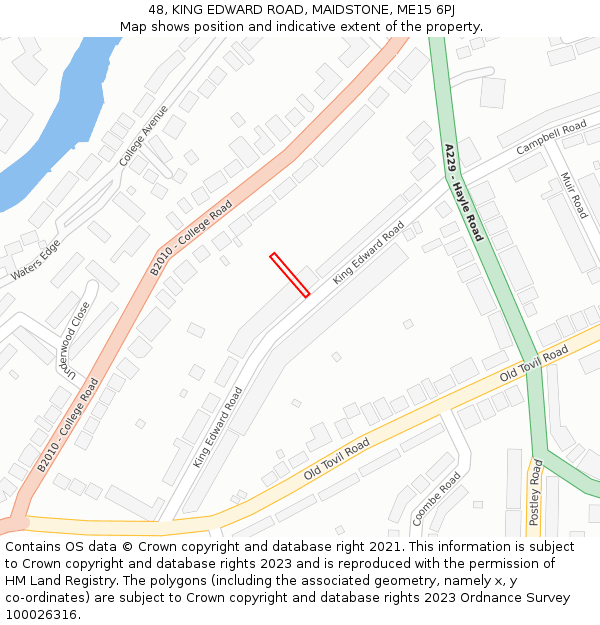 48, KING EDWARD ROAD, MAIDSTONE, ME15 6PJ: Location map and indicative extent of plot