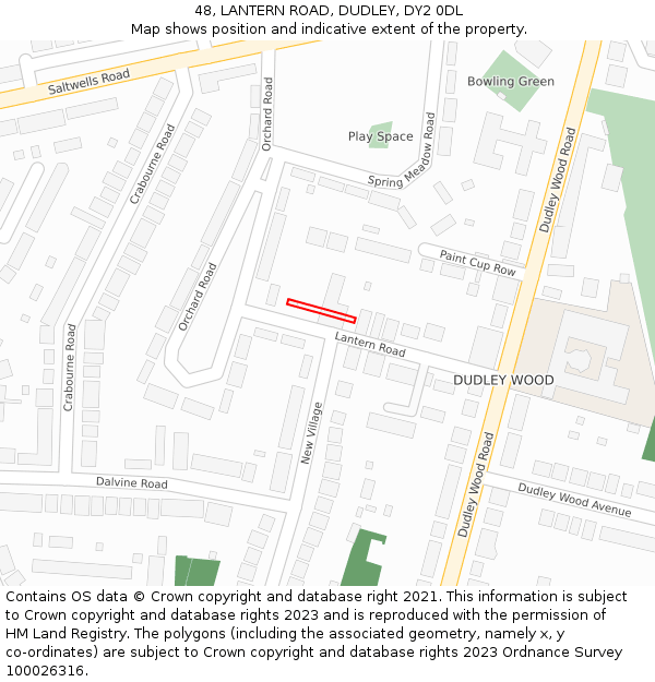 48, LANTERN ROAD, DUDLEY, DY2 0DL: Location map and indicative extent of plot