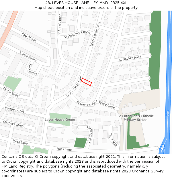 48, LEVER HOUSE LANE, LEYLAND, PR25 4XL: Location map and indicative extent of plot