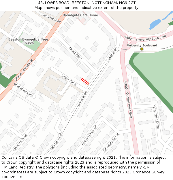 48, LOWER ROAD, BEESTON, NOTTINGHAM, NG9 2GT: Location map and indicative extent of plot