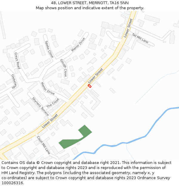 48, LOWER STREET, MERRIOTT, TA16 5NN: Location map and indicative extent of plot