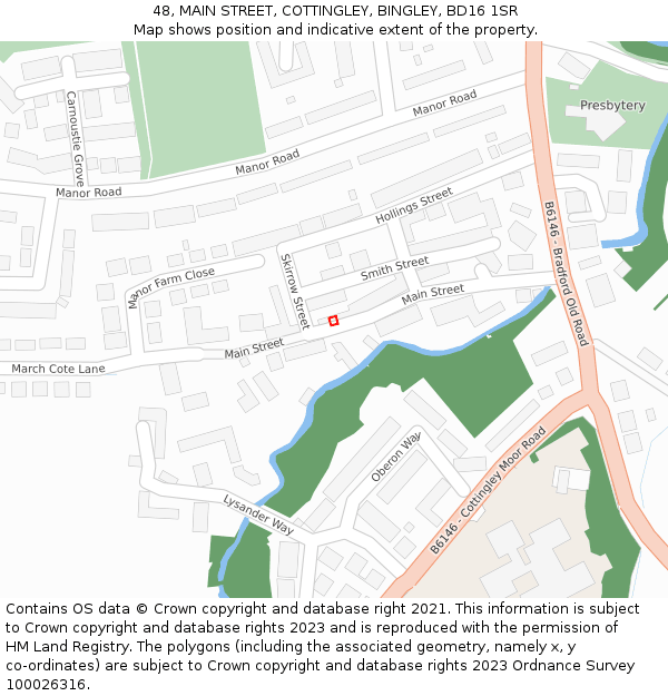 48, MAIN STREET, COTTINGLEY, BINGLEY, BD16 1SR: Location map and indicative extent of plot
