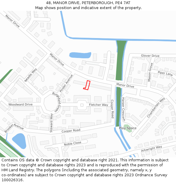 48, MANOR DRIVE, PETERBOROUGH, PE4 7AT: Location map and indicative extent of plot
