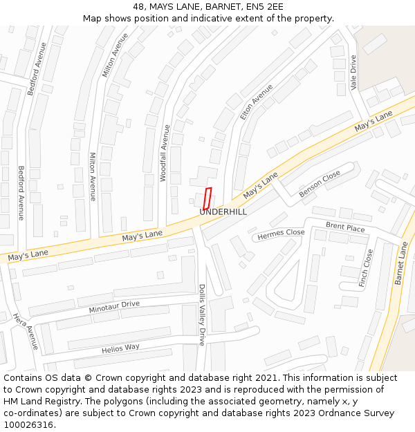 48, MAYS LANE, BARNET, EN5 2EE: Location map and indicative extent of plot
