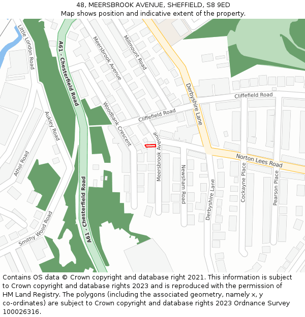 48, MEERSBROOK AVENUE, SHEFFIELD, S8 9ED: Location map and indicative extent of plot