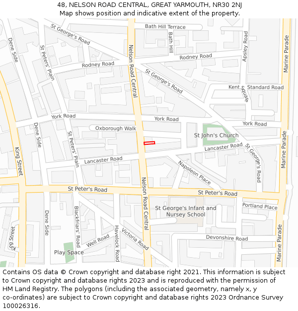 48, NELSON ROAD CENTRAL, GREAT YARMOUTH, NR30 2NJ: Location map and indicative extent of plot
