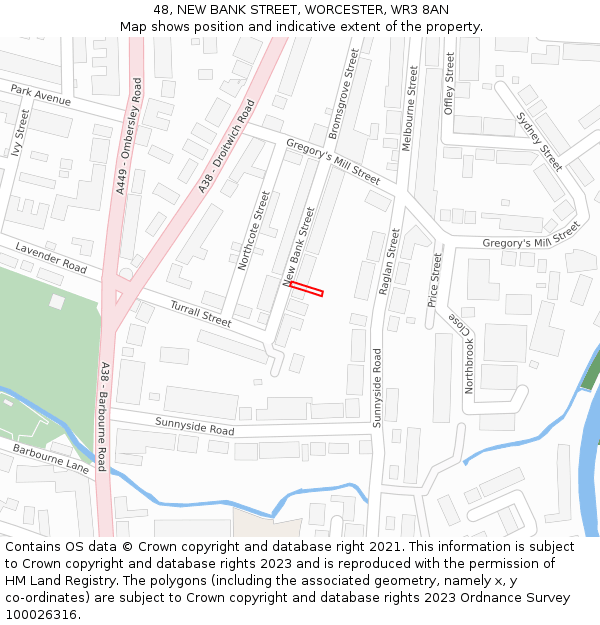 48, NEW BANK STREET, WORCESTER, WR3 8AN: Location map and indicative extent of plot
