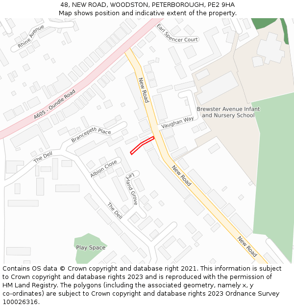 48, NEW ROAD, WOODSTON, PETERBOROUGH, PE2 9HA: Location map and indicative extent of plot