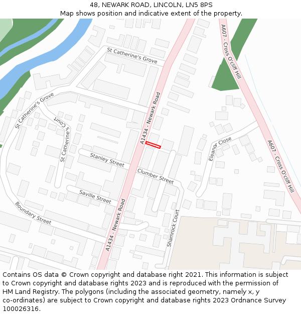 48, NEWARK ROAD, LINCOLN, LN5 8PS: Location map and indicative extent of plot