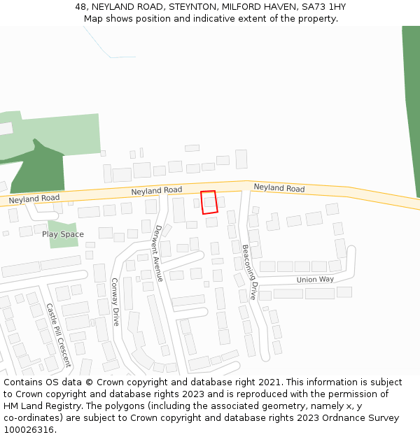 48, NEYLAND ROAD, STEYNTON, MILFORD HAVEN, SA73 1HY: Location map and indicative extent of plot